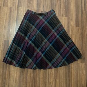 Vintage Sag Harbor Plaid Pleated Midi Skirt